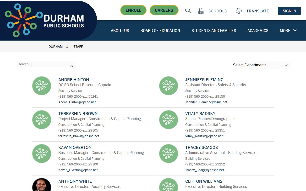 Durham County phone directory Durham Public Schools staff directory