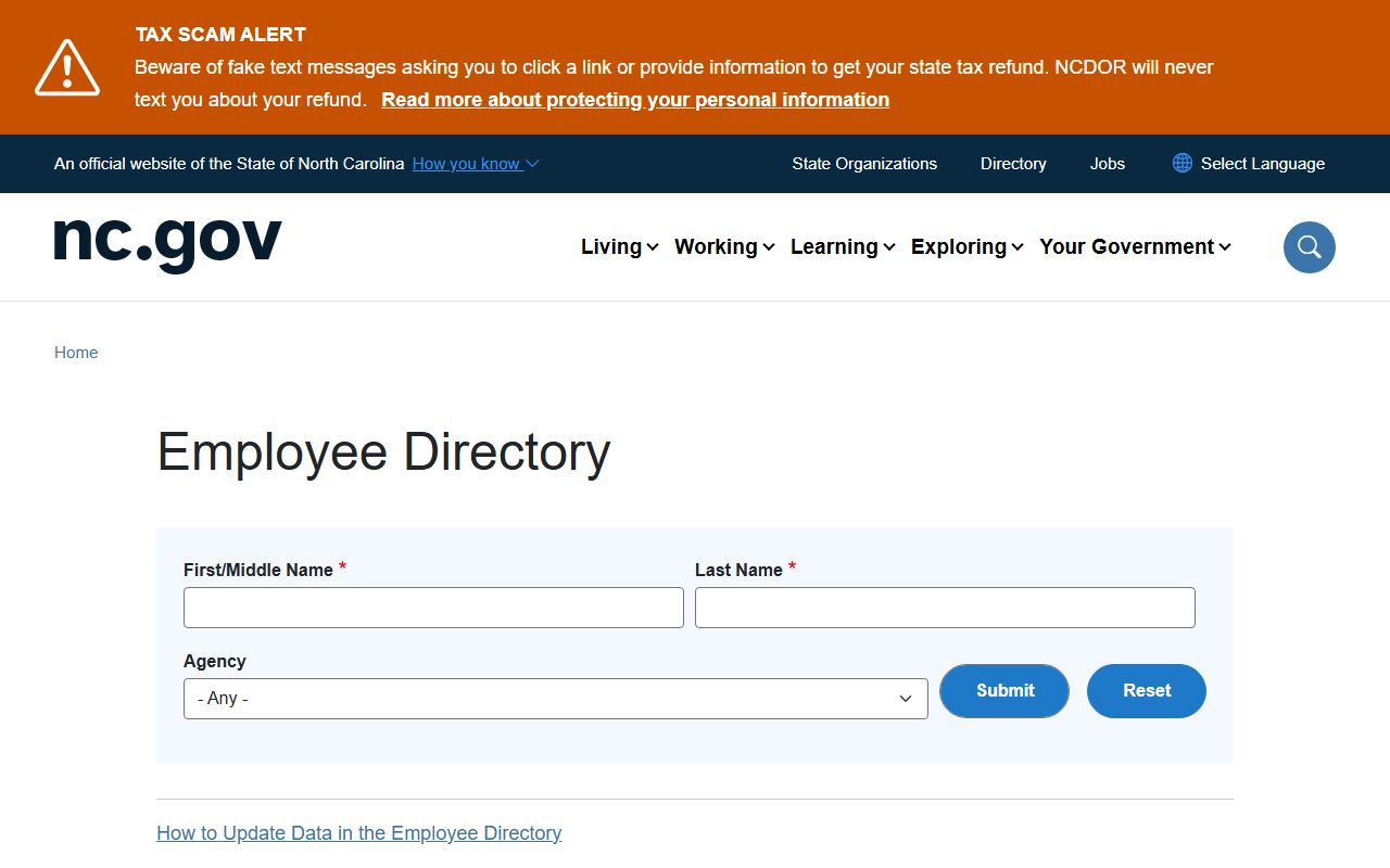Durham County phone numbers North Carolina state employee directory